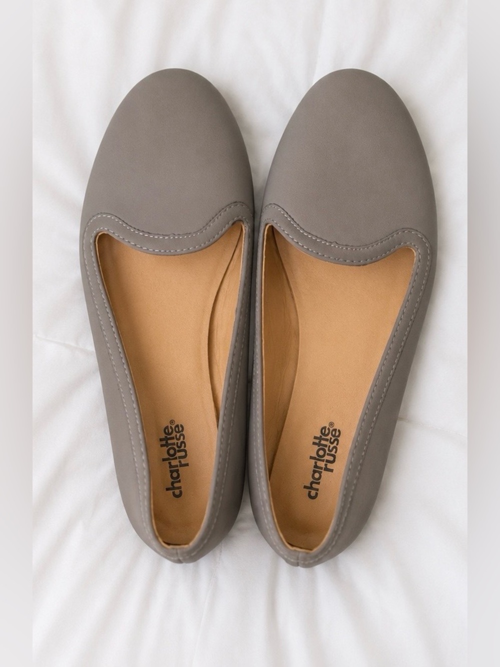 Charlotte Russe Gray Faux Soft Slip-On Minimalist Flats